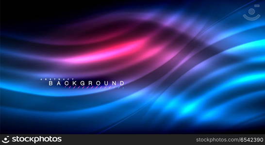 Neon glowing wave, magic energy and light motion background. Neon glowing wave, magic energy and light motion background. Vector illustration