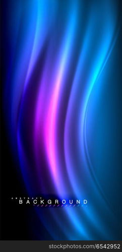 Neon glowing wave, magic energy and light motion background. Neon glowing wave, magic energy and light motion background. Vector illustration