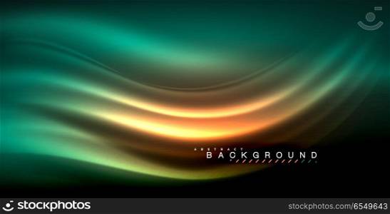 Neon glowing wave, magic energy and light motion background. Neon glowing wave, magic energy and light motion background. Vector illustration