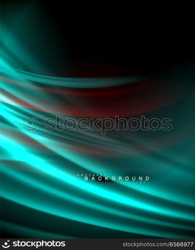 Neon glowing wave, magic energy and light motion background. Vector wallpaper template. Neon glowing wave, magic energy and light motion background. Vector wallpaper template, illustration