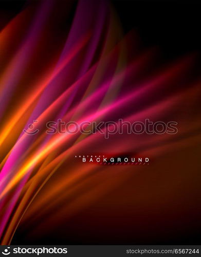 Neon glowing wave, magic energy and light motion background. Vector wallpaper template. Neon glowing wave, magic energy and light motion background. Vector wallpaper template, illustration