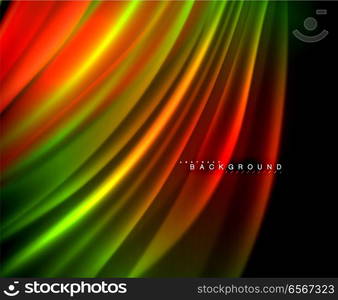 Neon glowing wave, magic energy and light motion background. Vector wallpaper template. Neon glowing wave, magic energy and light motion background. Vector wallpaper template, illustration