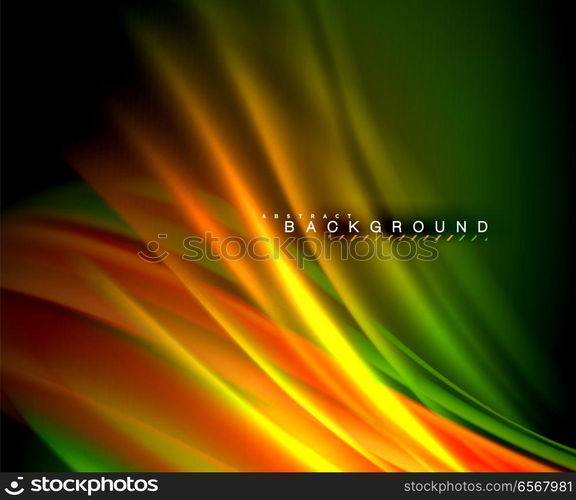 Neon glowing wave, magic energy and light motion background. Vector wallpaper template. Neon glowing wave, magic energy and light motion background. Vector wallpaper template, illustration