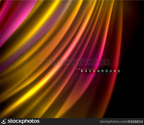 Neon glowing wave, magic energy and light motion background. Vector wallpaper template. Neon glowing wave, magic energy and light motion background. Vector wallpaper template, illustration