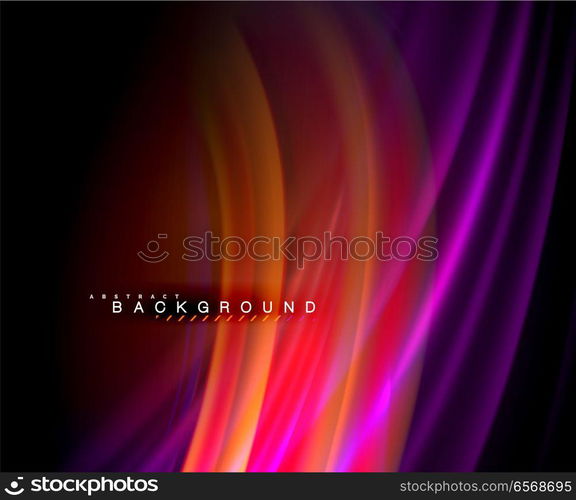 Neon glowing wave, magic energy and light motion background. Vector wallpaper template. Neon glowing wave, magic energy and light motion background. Vector wallpaper template, illustration