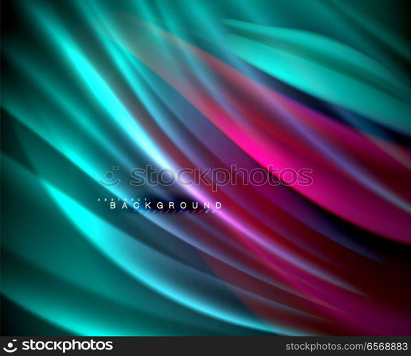 Neon glowing wave, magic energy and light motion background. Vector wallpaper template. Neon glowing wave, magic energy and light motion background. Vector wallpaper template, illustration