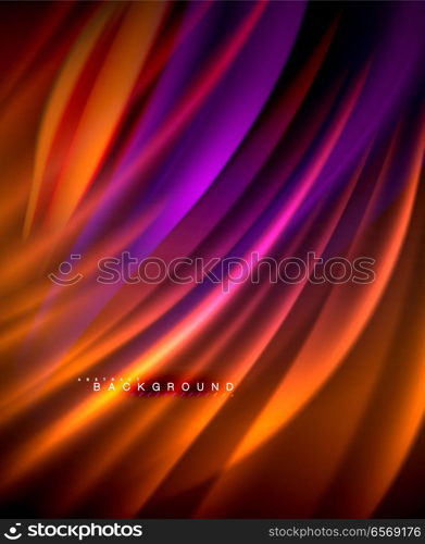 Neon glowing wave, magic energy and light motion background. Vector wallpaper template. Neon glowing wave, magic energy and light motion background. Vector wallpaper template, illustration