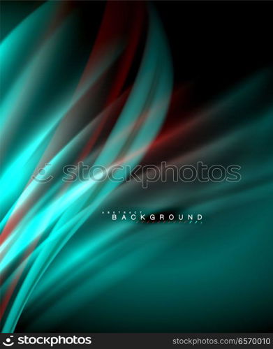 Neon glowing wave, magic energy and light motion background. Vector wallpaper template. Neon glowing wave, magic energy and light motion background. Vector wallpaper template, illustration