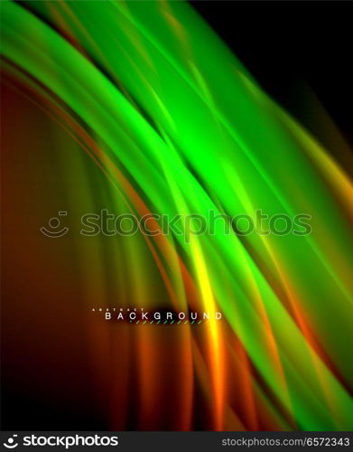 Neon glowing wave, magic energy and light motion background. Vector wallpaper template. Neon glowing wave, magic energy and light motion background. Vector wallpaper template, illustration