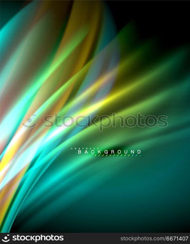 Neon glowing wave, magic energy and light motion background. Vector wallpaper template. Neon glowing wave, magic energy and light motion background. Vector wallpaper template, illustration