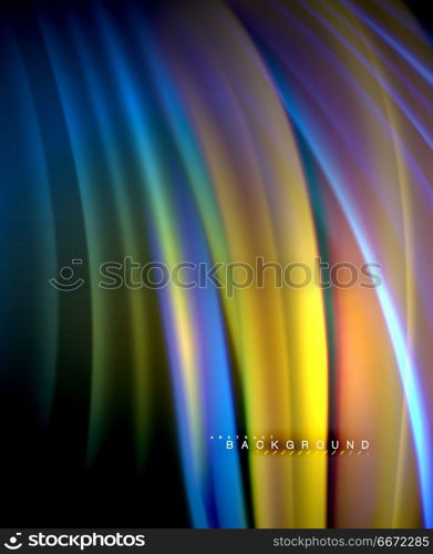 Neon glowing wave, magic energy and light motion background. Vector wallpaper template. Neon glowing wave, magic energy and light motion background. Vector wallpaper template, illustration