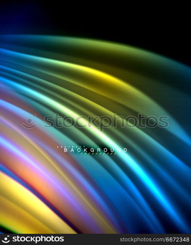 Neon glowing wave, magic energy and light motion background. Vector wallpaper template. Neon glowing wave, magic energy and light motion background. Vector wallpaper template, illustration