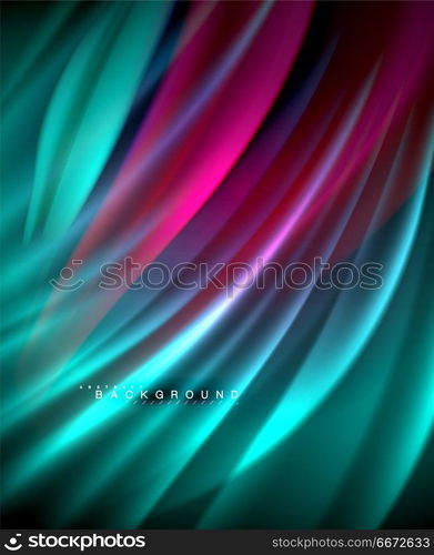 Neon glowing wave, magic energy and light motion background. Vector wallpaper template. Neon glowing wave, magic energy and light motion background. Vector wallpaper template, illustration