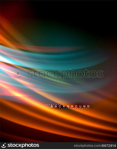 Neon glowing wave, magic energy and light motion background. Vector wallpaper template. Neon glowing wave, magic energy and light motion background. Vector wallpaper template, illustration