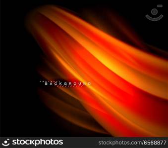 Neon glowing wave, magic energy and light motion background. Vector wallpaper template, illustration. Neon glowing wave, magic energy and light motion background. Vector wallpaper template