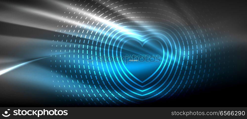 Neon glowing wave, magic energy and light motion background. Wallpaper template, hi-tech future concept. Neon glowing wave, magic energy and light motion background. Vector wallpaper template, hi-tech future concept