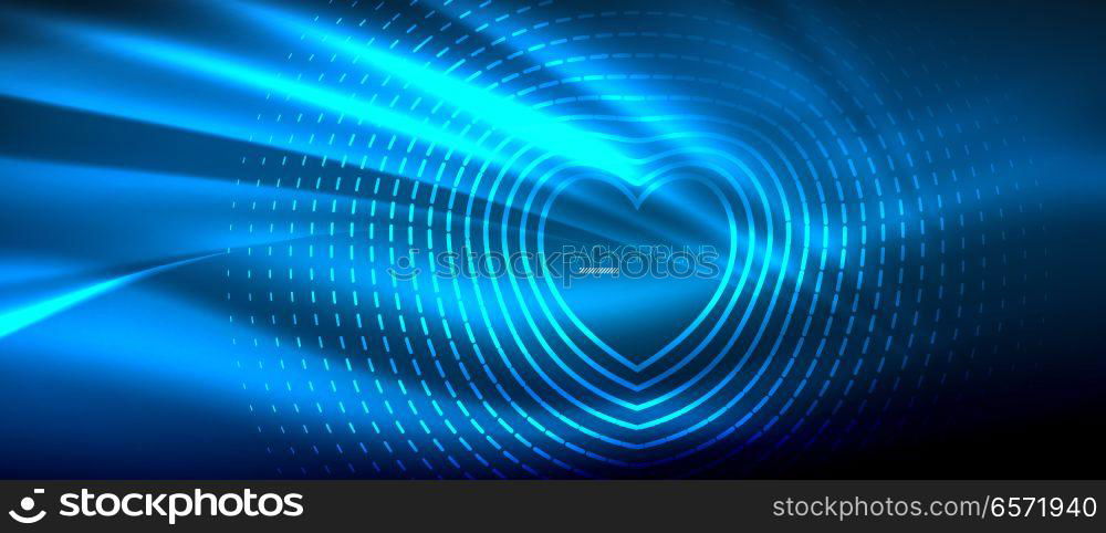 Neon glowing wave, magic energy and light motion background. Wallpaper template, hi-tech future concept. Neon glowing wave, magic energy and light motion background. Vector wallpaper template, hi-tech future concept