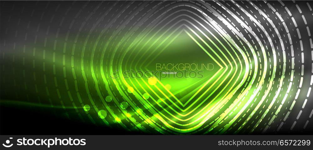 Neon glowing wave, magic energy and light motion background. Wallpaper template, hi-tech future concept. Neon glowing wave, magic energy and light motion background. Vector wallpaper template, hi-tech future concept