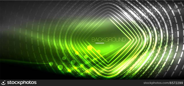 Neon glowing wave, magic energy and light motion background. Wallpaper template, hi-tech future concept. Neon glowing wave, magic energy and light motion background. Vector wallpaper template, hi-tech future concept