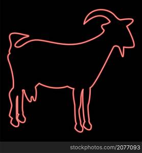 Neon goat red color vector illustration image flat style light. Neon goat red color vector illustration image flat style