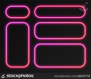 Neon gradient frames set collection pink-red vector image