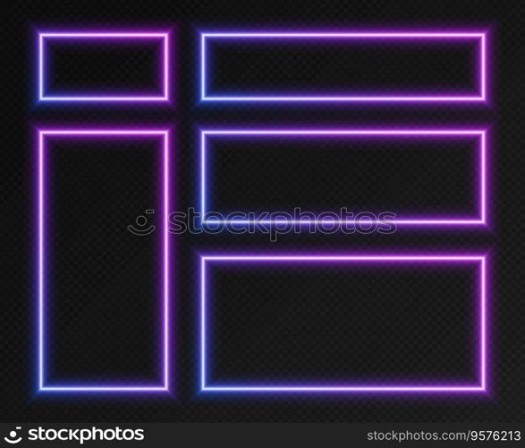 Neon gradient rectangular frames set collection vector image