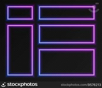 Neon gradient rectangular frames set collection vector image