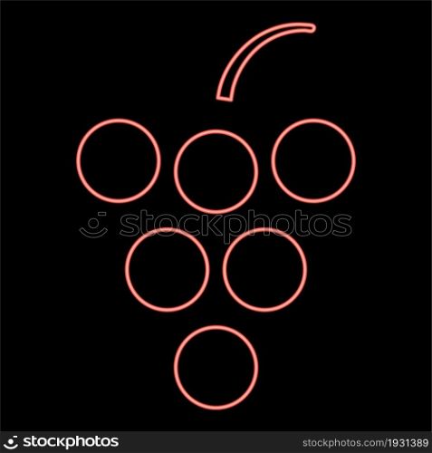Neon grape icon black color in circle outline vector illustration red color vector illustration flat style light image. Neon grape icon black color in circle red color vector illustration flat style image