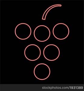 Neon grape icon black color in circle outline vector illustration red color vector illustration flat style light image. Neon grape icon black color in circle red color vector illustration flat style image