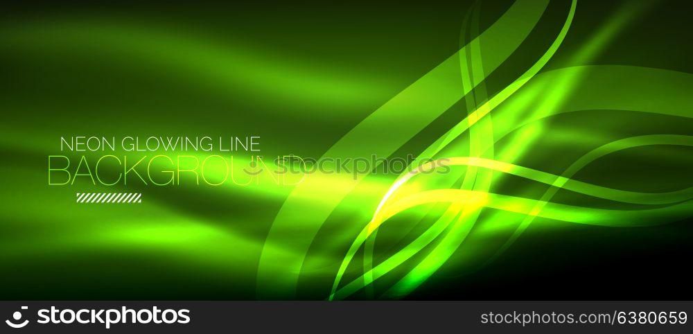 Neon green elegant smooth wave lines digital abstract background. Neon elegant smooth wave lines vector digital abstract background