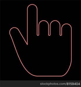 Neon hand point select declare index finger forefinger for click concept pushing choose icon black color vector illustration flat style simple imagein circle round red color vector illustration image flat style light. Neon hand point select declare index finger forefinger for click concept pushing choose icon black color illustration in circle round red color vector illustration image flat style