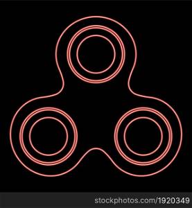 Neon hand spinner red color vector illustration flat style light image. Neon hand spinner red color vector illustration flat style image