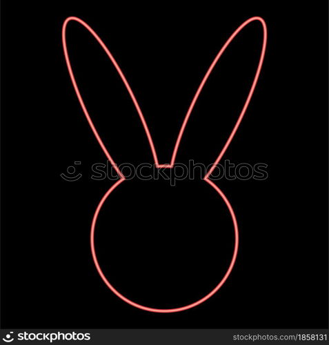 Neon hare or rabbit head red color vector illustration flat style light image. Neon hare or rabbit head red color vector illustration flat style image
