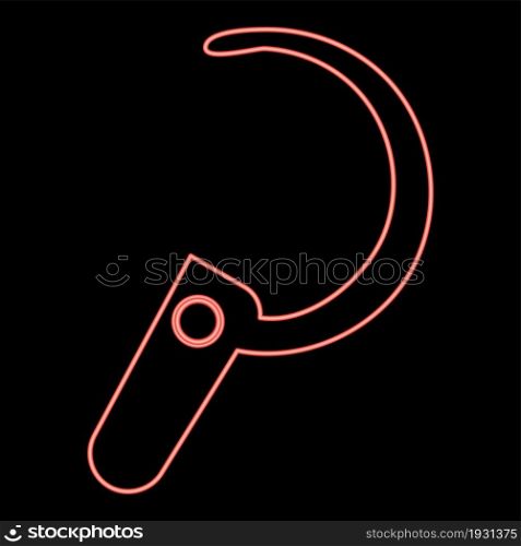 Neon headset icon black color in circle outline vector illustration red color vector illustration flat style light image. Neon headset icon black color in circle red color vector illustration flat style image