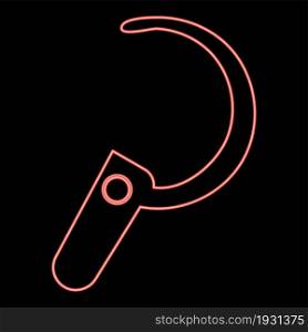 Neon headset icon black color in circle outline vector illustration red color vector illustration flat style light image. Neon headset icon black color in circle red color vector illustration flat style image