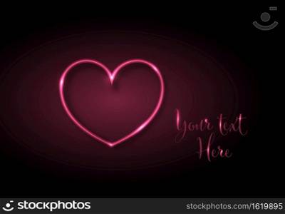 Neon heart love valentine card template with s&le text. Neon heart love valentine card template