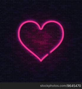 Neon heart on brick wall eps 10 Royalty Free Vector Image