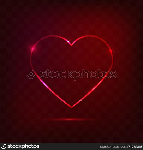Neon heart sign logo background. Vector illustration. Neon heart sign