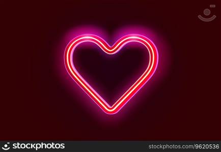 Neon heart signboard on the red background. Vector illustration. Neon heart signboard on the red background.