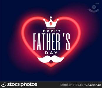 neon heart style happy father’s day banner