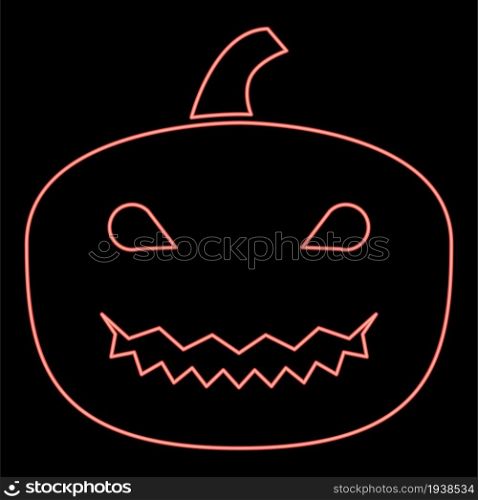 Neon horror pumpkin red color vector illustration flat style light image. Neon horror pumpkin red color vector illustration flat style image