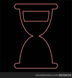 Neon hourglass sand clock antique red color vector illustration image flat style light. Neon hourglass sand clock antique red color vector illustration image flat style
