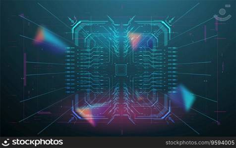 Neon HUD concept. Sci fi technology template design. Virtual space background. Futuristic HUD frames. Abstract Layout digital design User Interface Square Frames in neon style.
