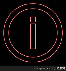 Neon information red color vector illustration flat style light image. Neon information red color vector illustration flat style image
