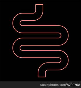 Neon intestine or bowels red color vector illustration image flat style light. Neon intestine or bowels red color vector illustration image flat style