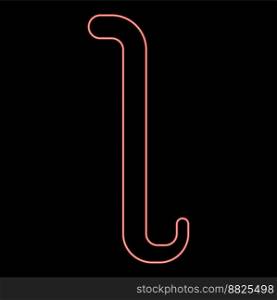 Neon iota greek symbol small letter lowercase font red color vector illustration image flat style light. Neon iota greek symbol small letter lowercase font red color vector illustration image flat style