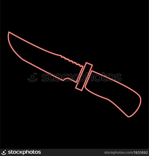 Neon knife of hunter red color vector illustration flat style light image. Neon knife of hunter red color vector illustration flat style image