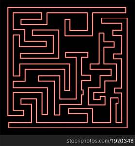 Neon labyrinth maze conundrum red color vector illustration flat style light image. Neon labyrinth maze conundrum red color vector illustration flat style image