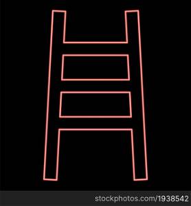 Neon ladder red color vector illustration flat style light image. Neon ladder red color vector illustration flat style image