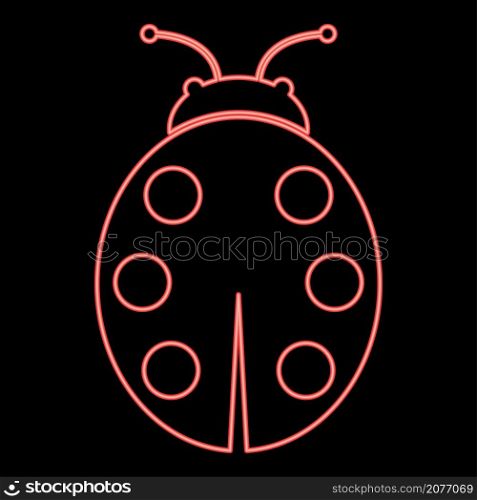 Neon ladybird red color vector illustration image flat style light. Neon ladybird red color vector illustration image flat style